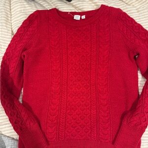 GAP Women's Vibrant Red Cable Knit Sweater